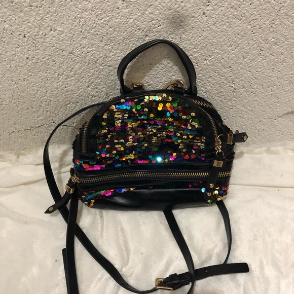 chinese laundry olivia mini backpack Chinese laundry women girls glitter sequins leather backpack bag